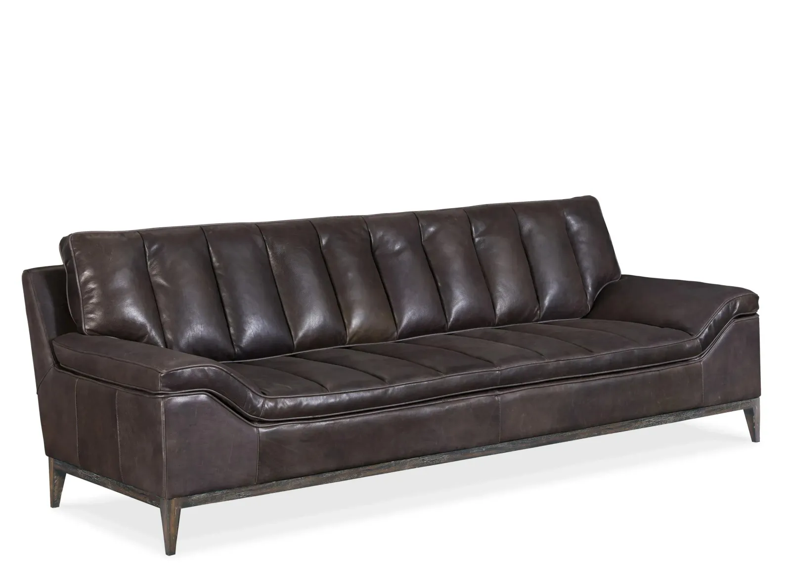 Kandor Leather Stationary Sofa in Black by Hooker Furniture