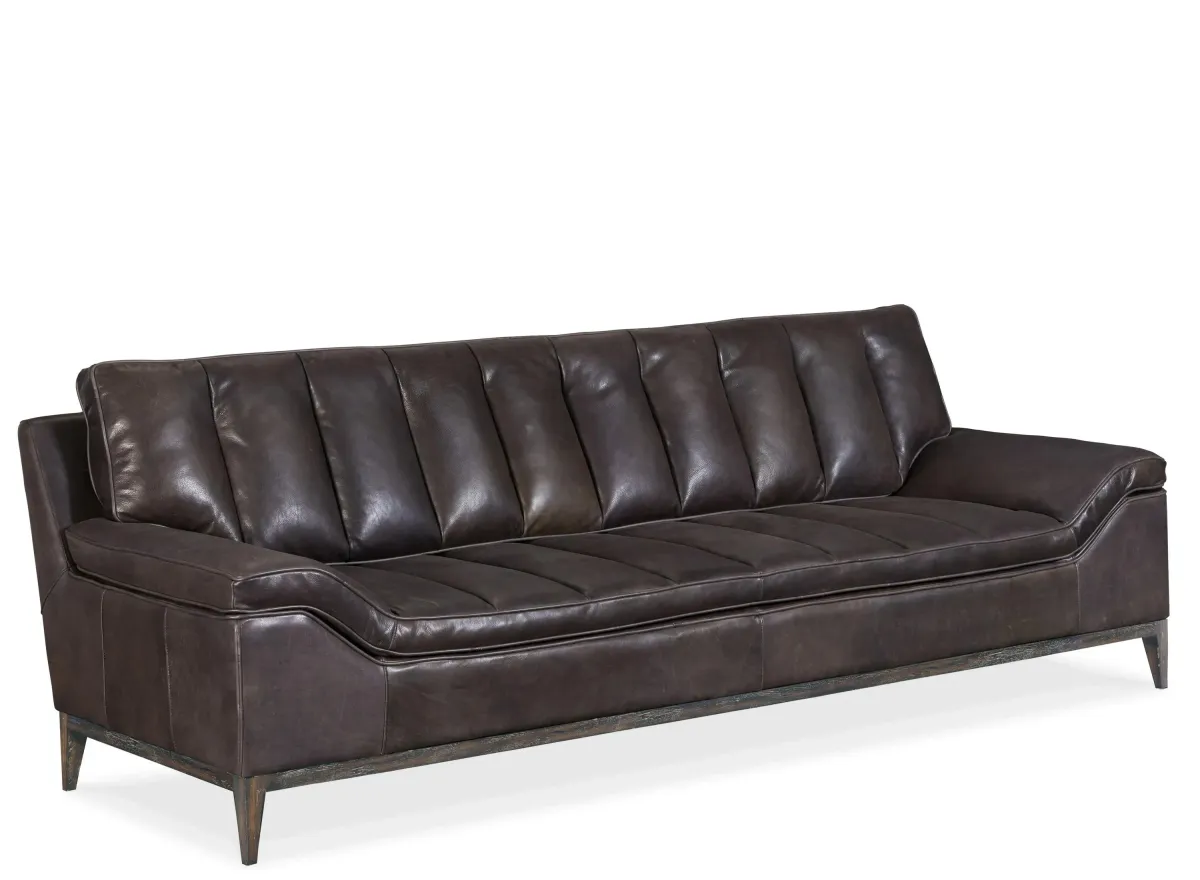 Kandor Leather Stationary Sofa in Black by Hooker Furniture