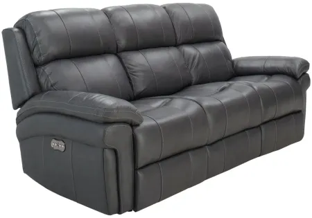 Remsen Leather Power Sofa w/ Power Headrest in Gray by Bellanest