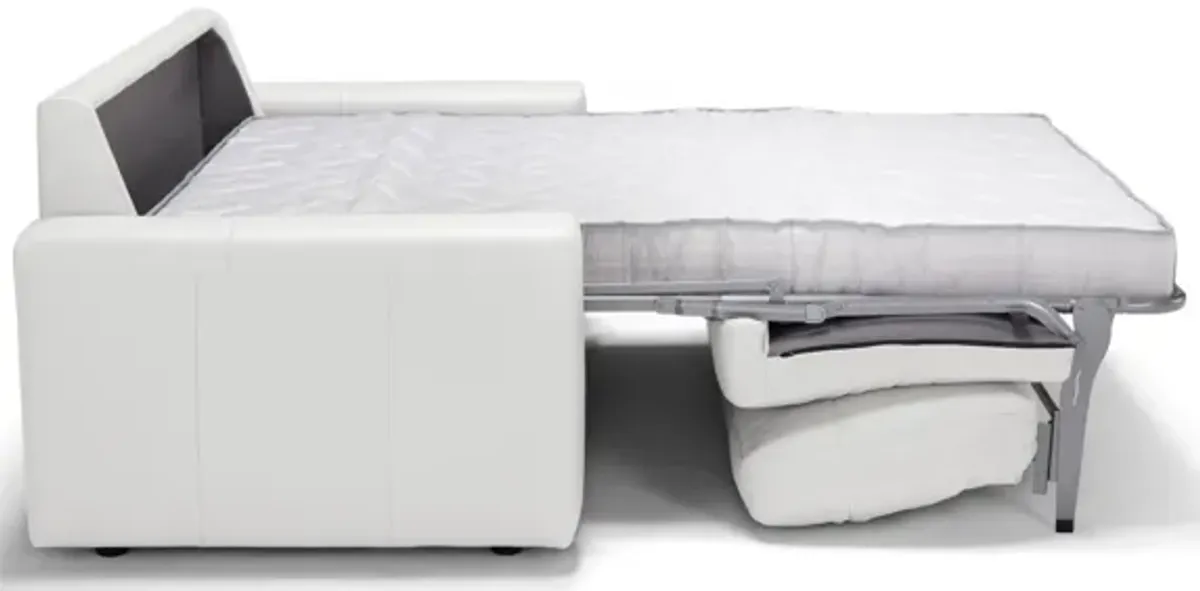 Divine Leather Sofa Sleeper in White by Sunset Trading