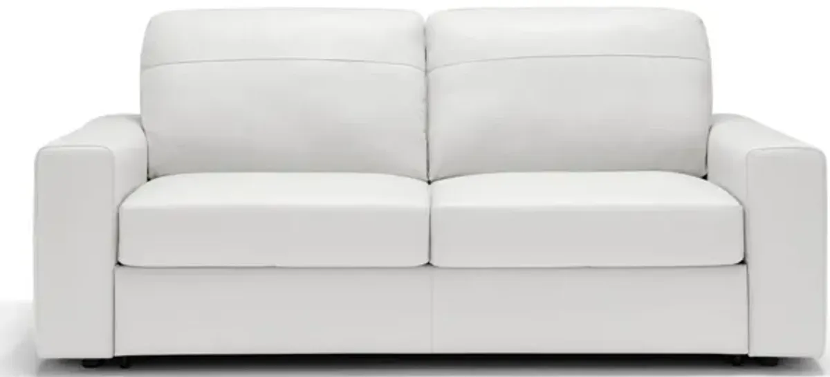 Divine Leather Sofa Sleeper in White by Sunset Trading