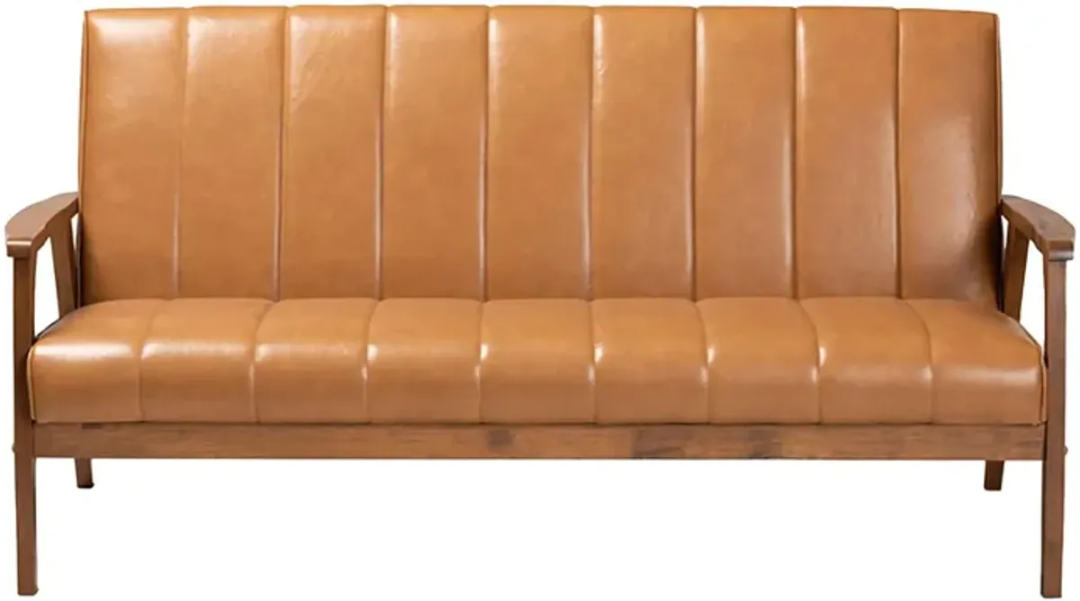 Nikko Sofa in Tan/Walnut Brown by Wholesale Interiors