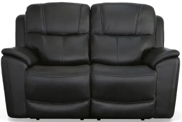 Crew Leather Power Reclining Loveseat with Power Headrest and Lumbar