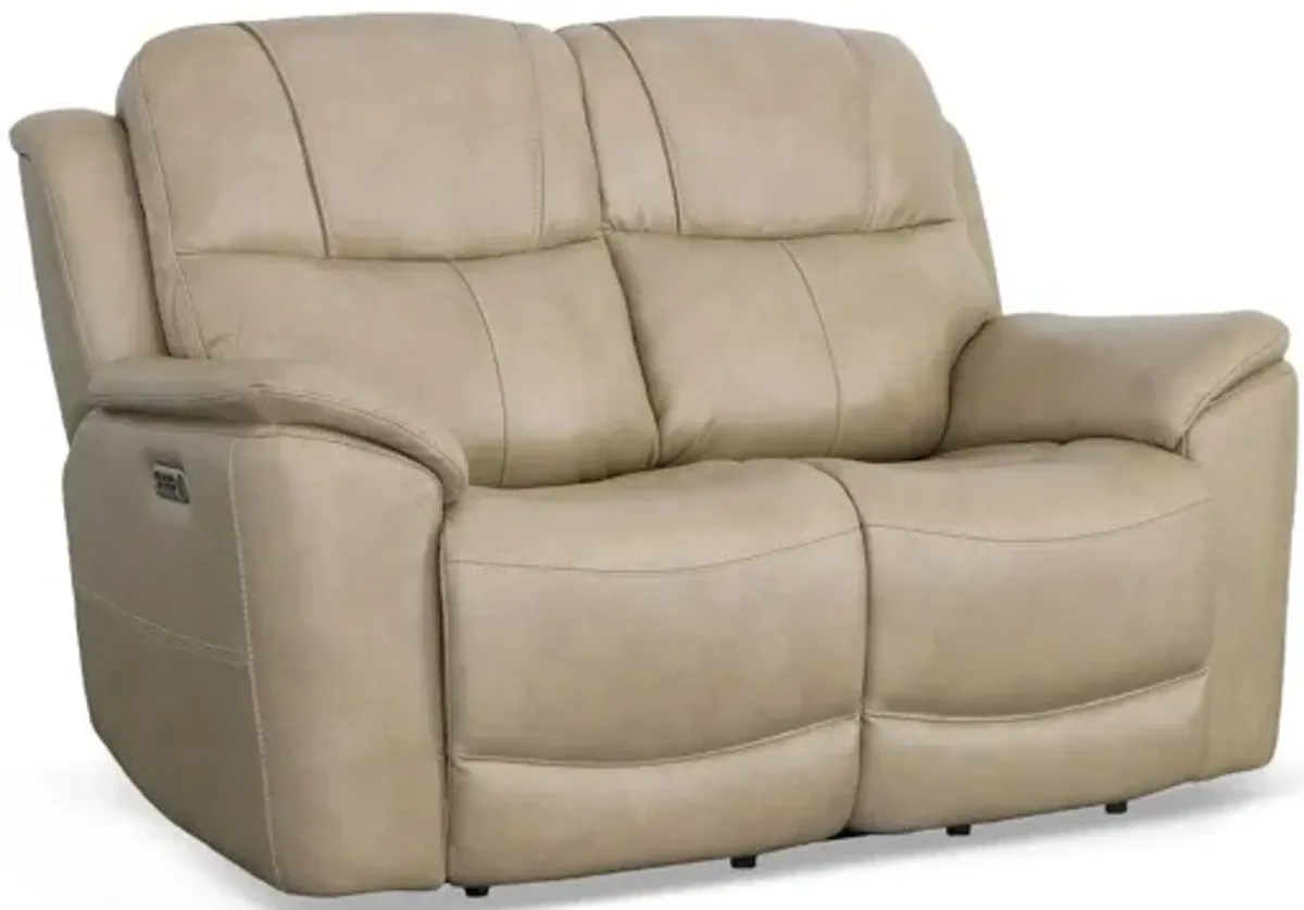Crew Leather Power Reclining Loveseat with Power Headrest and Lumbar