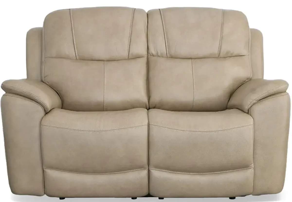 Crew Leather Power Reclining Loveseat with Power Headrest and Lumbar