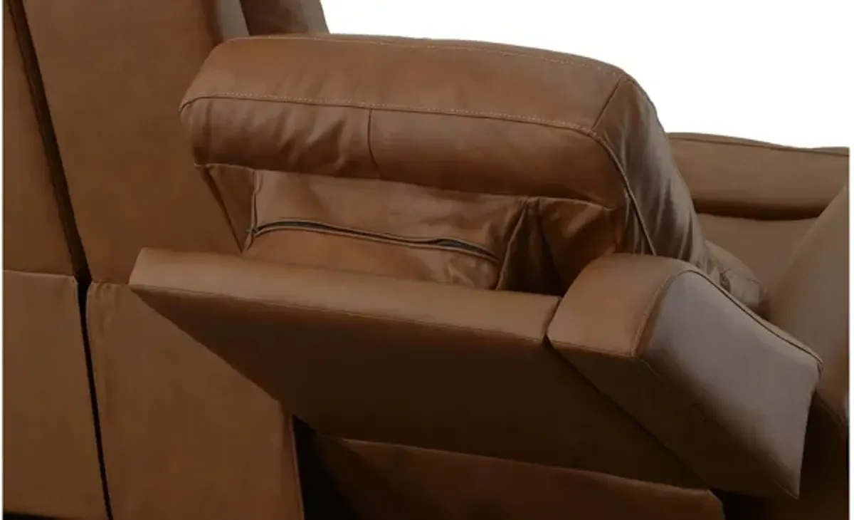 Linden Leather Power Reclining Loveseat with Console with Power Headrest and Lumbar