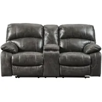 Dunwell Power Reclining Loveseat w/ Console in Steel by Ashley Furniture