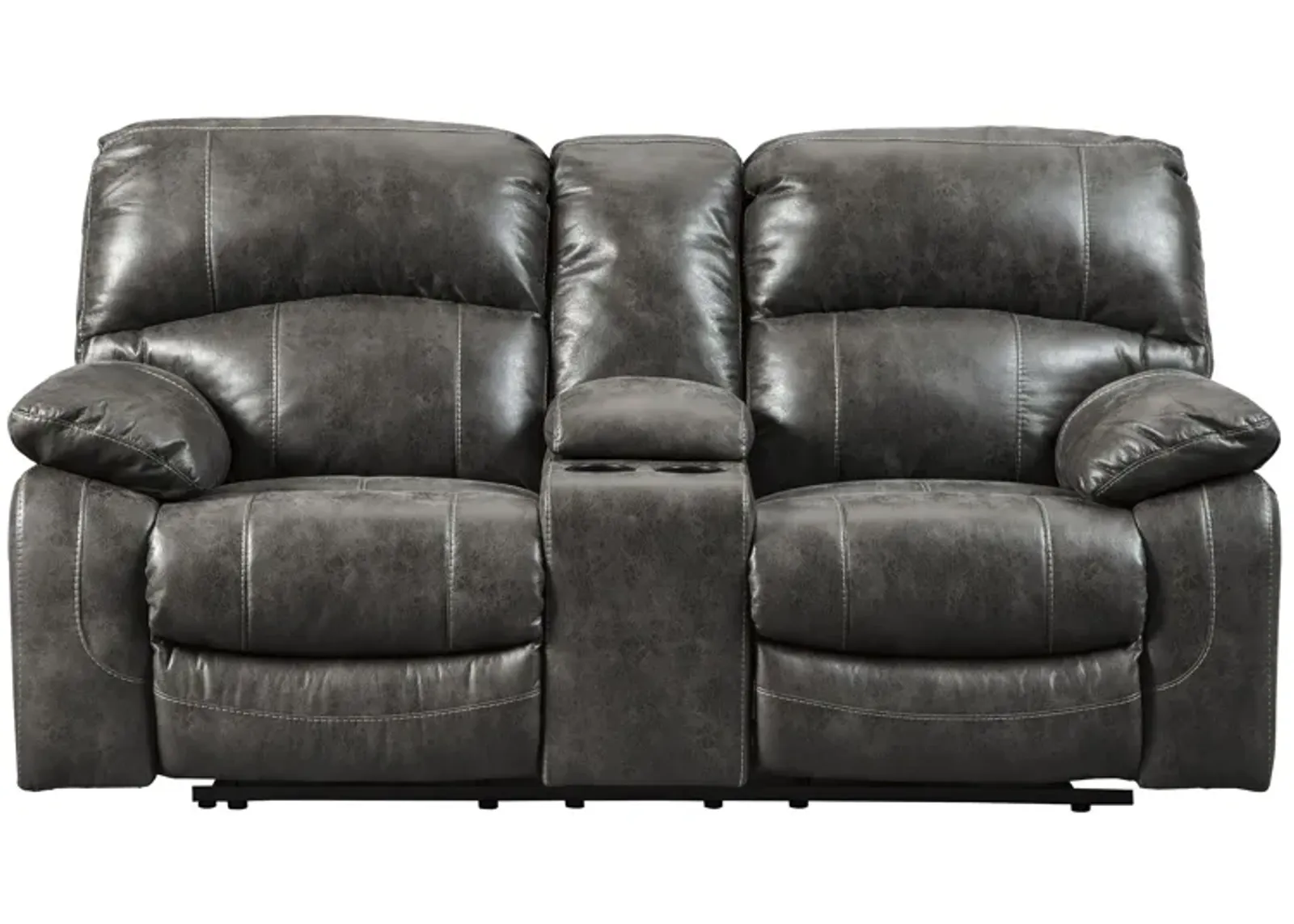 Dunwell Power Reclining Loveseat w/ Console in Steel by Ashley Furniture