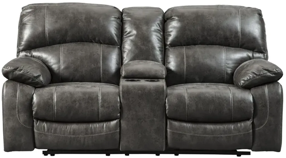 Dunwell Power Reclining Loveseat w/ Console in Steel by Ashley Furniture