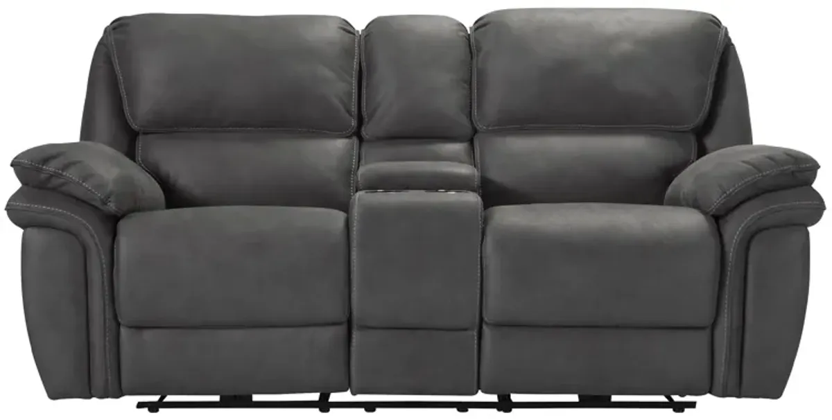 Skye Microfiber Power Reclining Console Loveseat