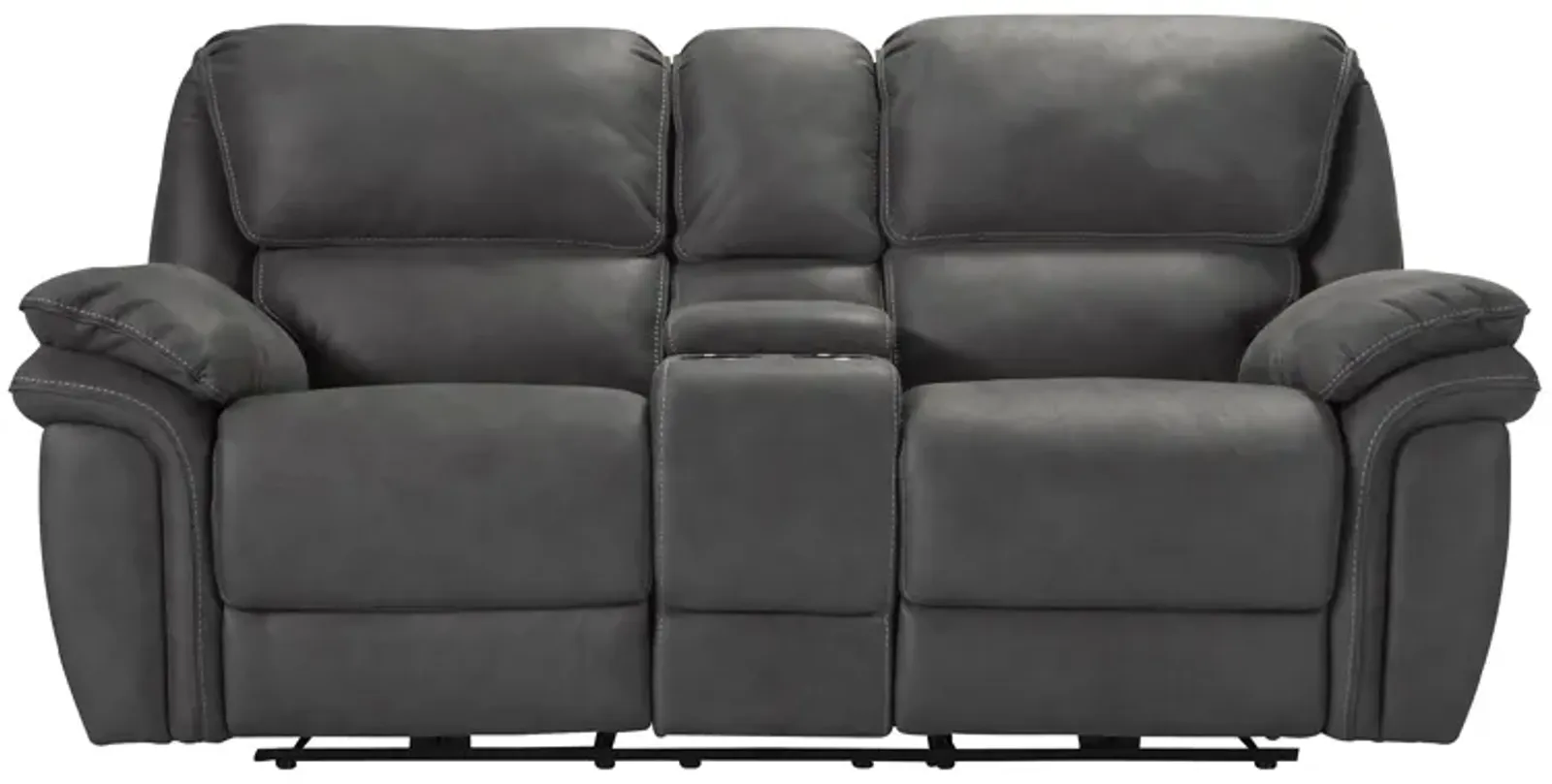 Skye Microfiber Power Reclining Console Loveseat