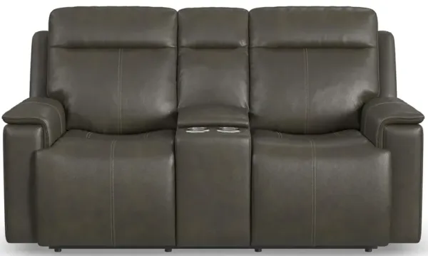 Odell Leather Power Reclining Loveseat with Console with Power Headrest and Lumbar