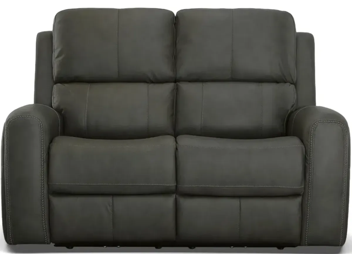 Linden Power Reclining Loveseat in Charcoal by Flexsteel