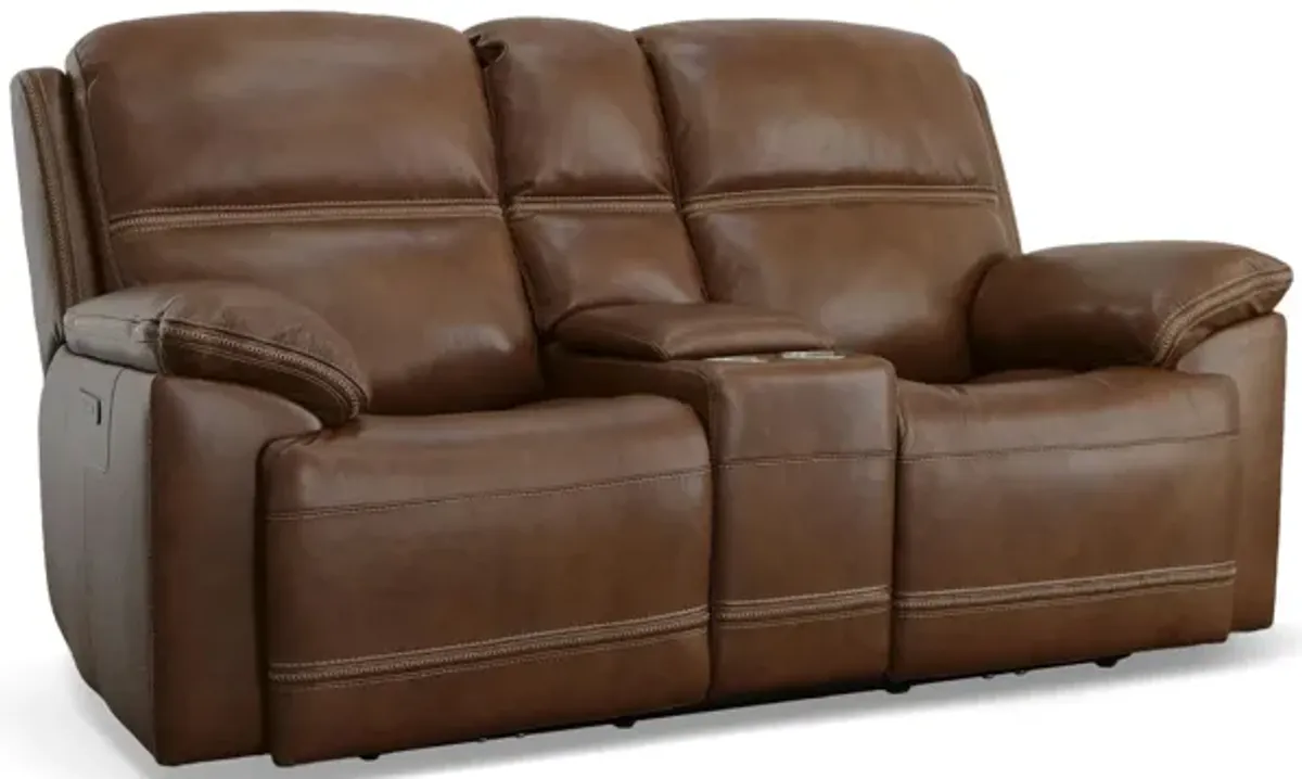 Jackson Leather Power Reclining Loveseat with Console with Power Headrest and Lumbar