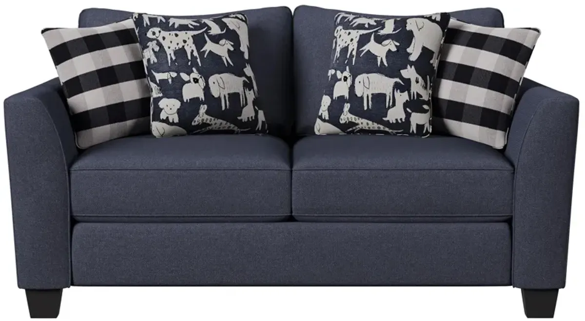 Daine Loveseat in Popstich Navy by Fusion Furniture