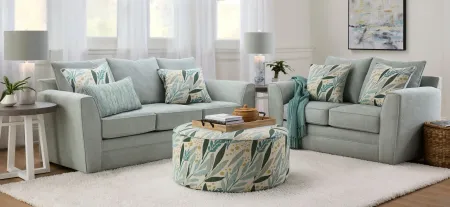 Meadow Loveseat in First Times Seafoam by Fusion Furniture