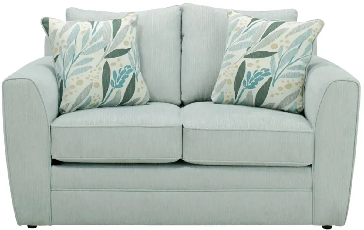 Meadow Loveseat in First Times Seafoam by Fusion Furniture