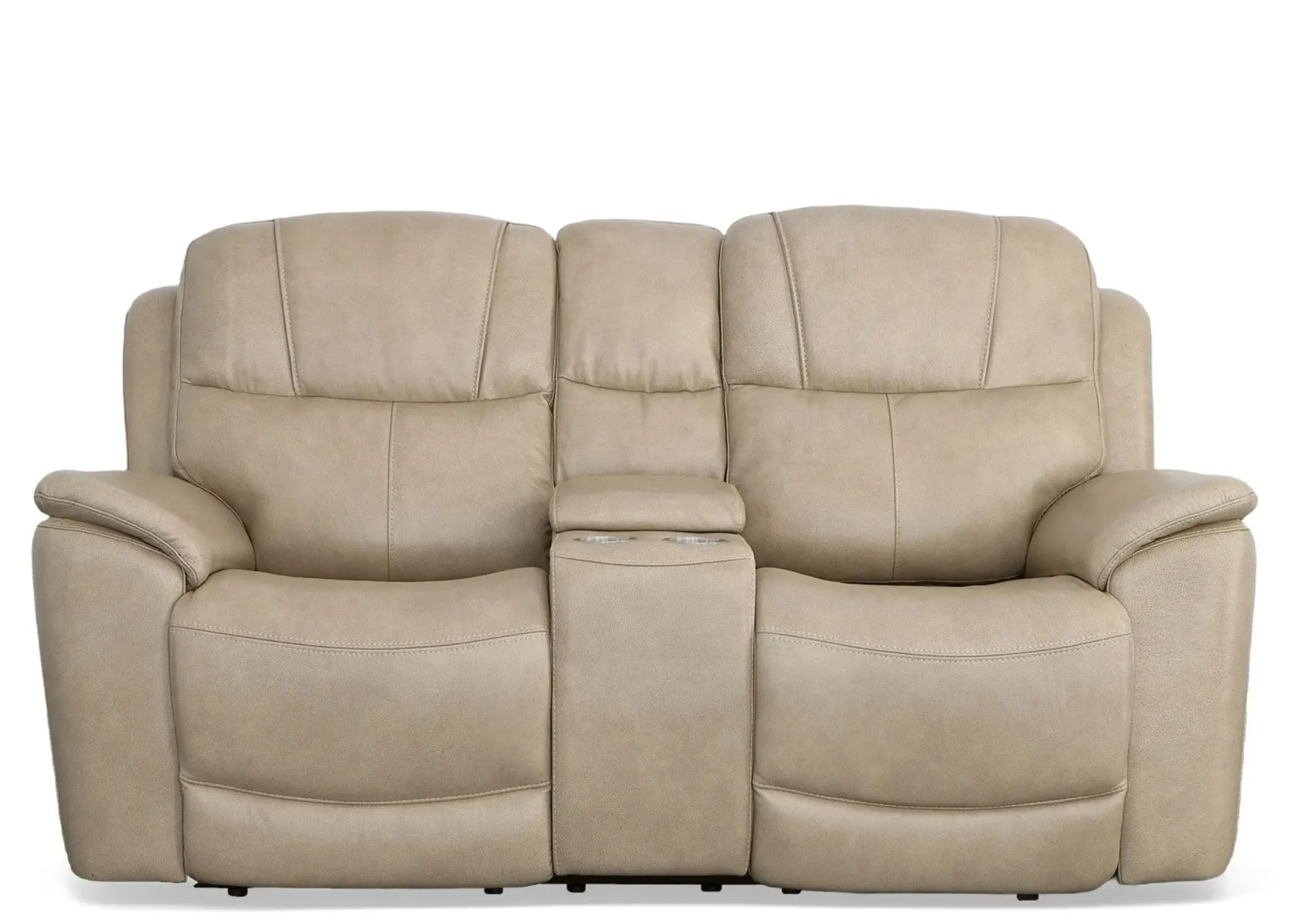 Crew Leather Power Reclining Loveseat with Power Headrest and Lumbar in Pebble by Flexsteel