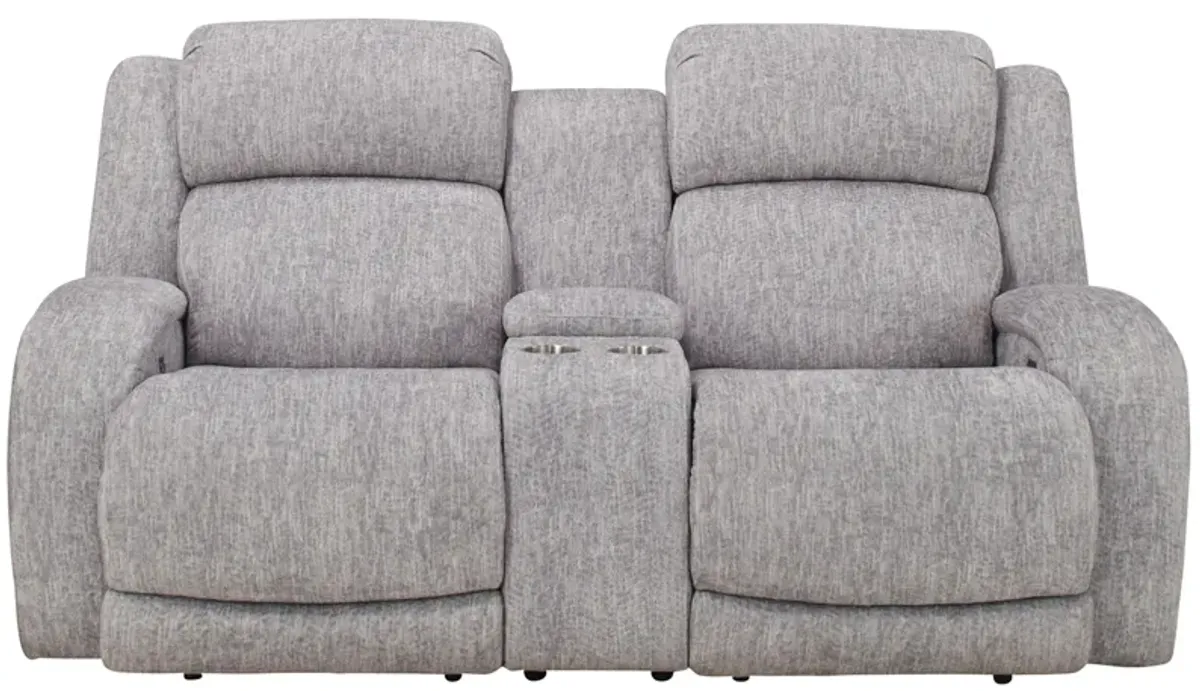 Zane Power Console Loveseat w/ Power Headrest and Power Lumbar in Gray by Bellanest