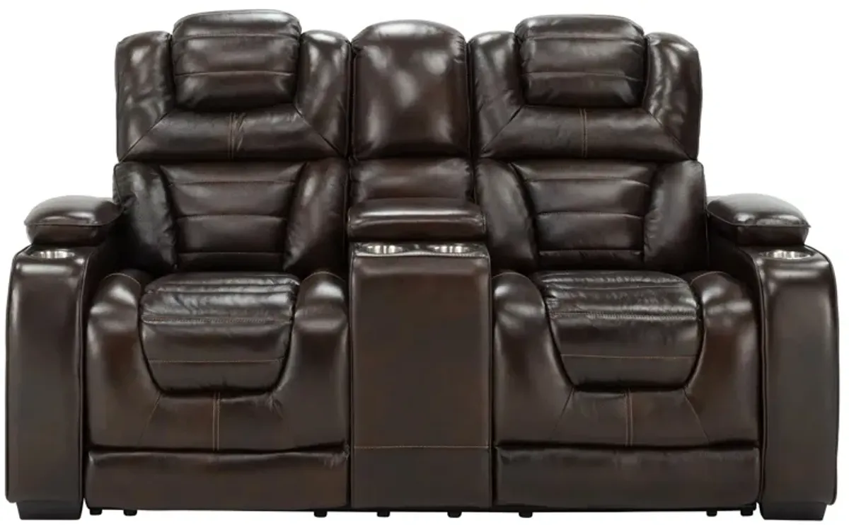 Othello Power Console Loveseat w/Power Headrest in Manhattan Brown by Corinthian