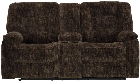 Soundwave Reclining Loveseat with Console in Chocolate by Ashley Furniture