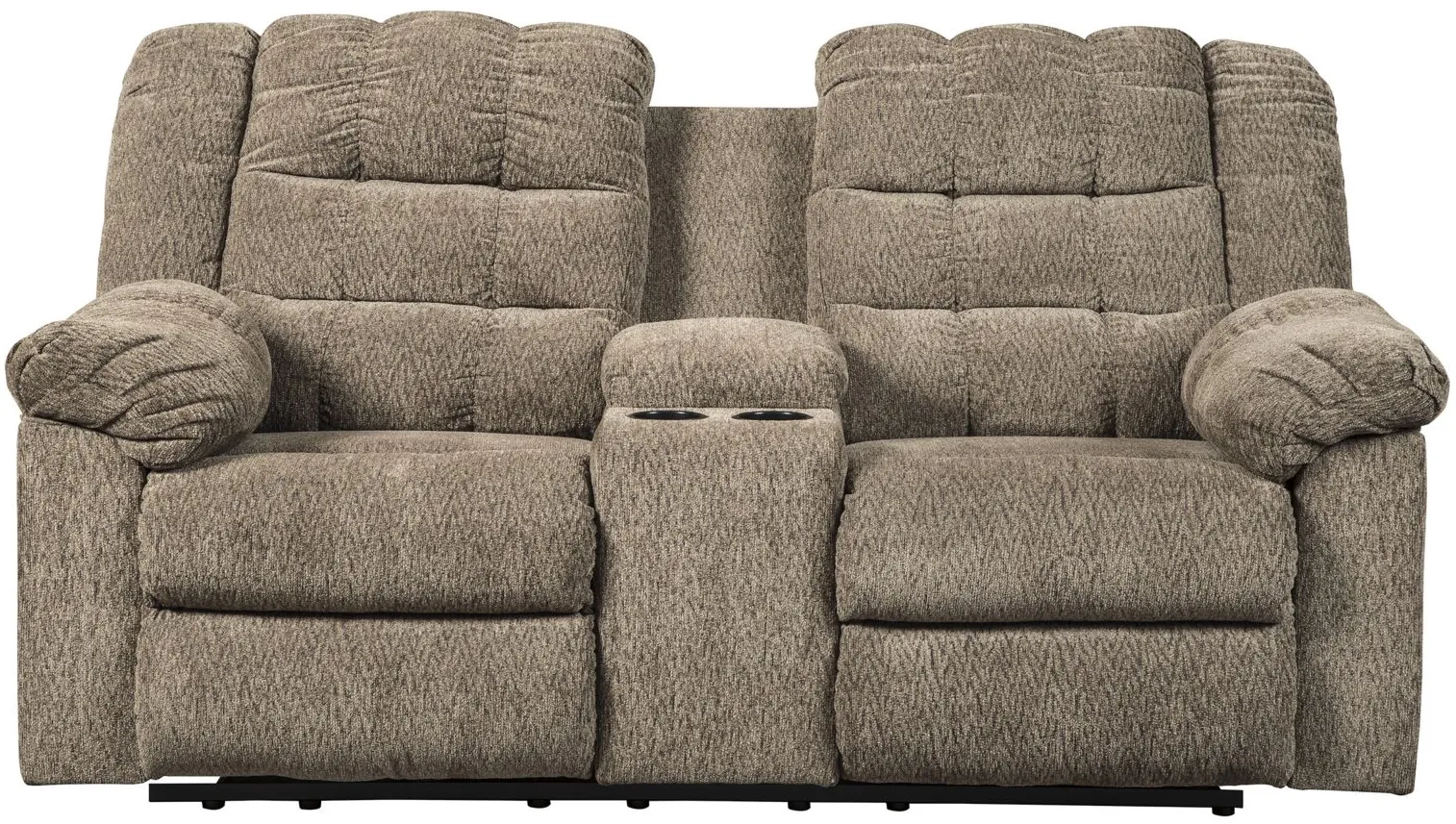 Workhorse Reclining Loveseat w/ Console in Cocoa by Ashley Furniture by