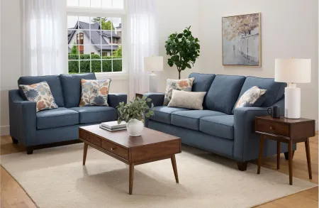 Flora Loveseat in Laurent Steel Blue by Fusion Furniture