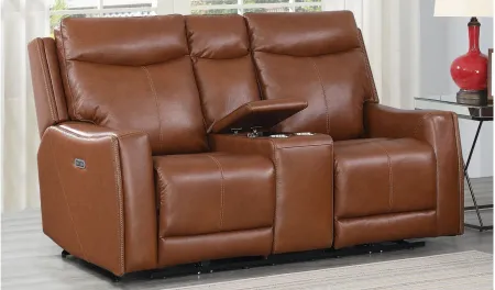 Natalia Power Loveseat Console Recliner in Caramel by Steve Silver Co.