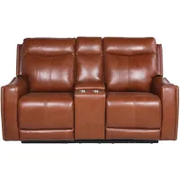 Natalia Power Loveseat Console Recliner in Caramel by Steve Silver Co.