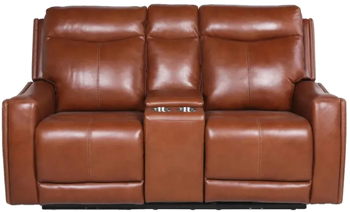 Natalia Power Loveseat Console Recliner in Caramel by Steve Silver Co.