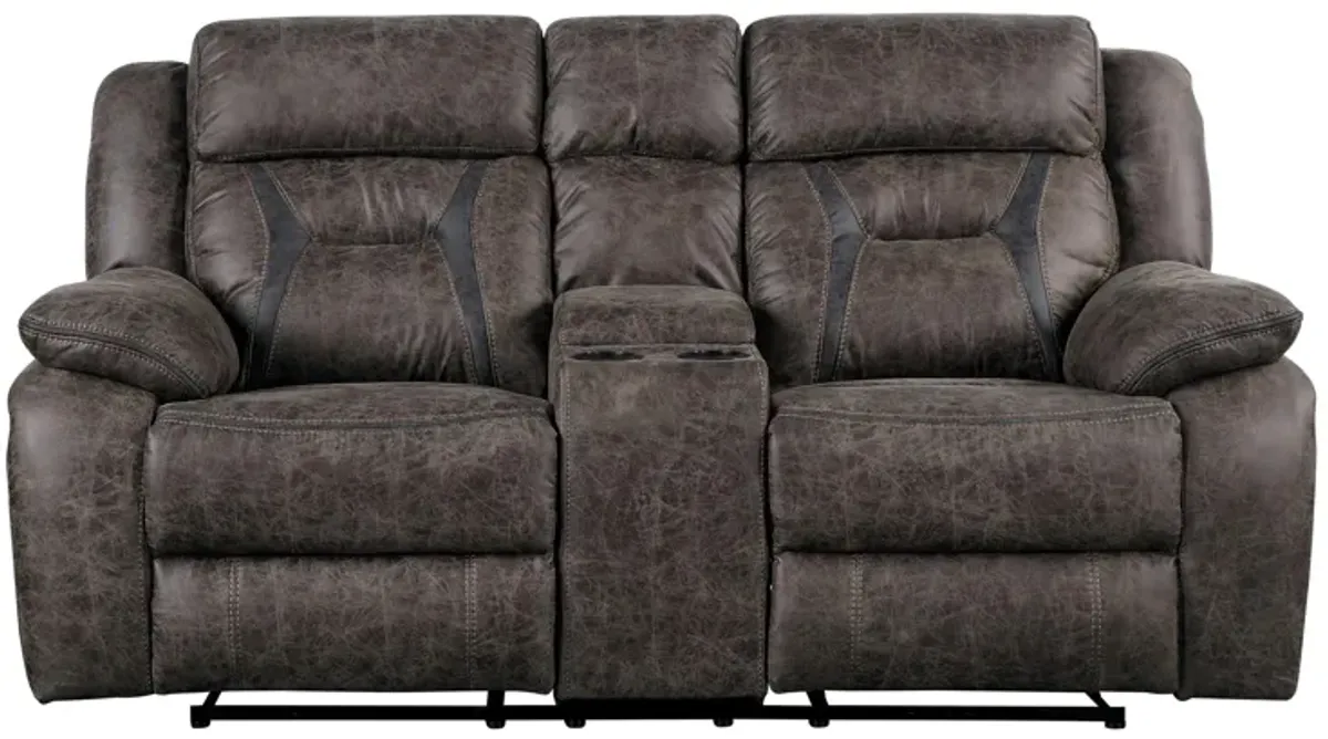 Lecter Reclining Console Loveseat in Dark Brown by Homelegance