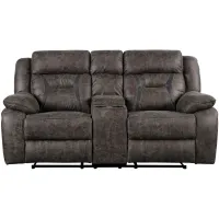 Lecter Reclining Console Loveseat in Dark brown by Homelegance