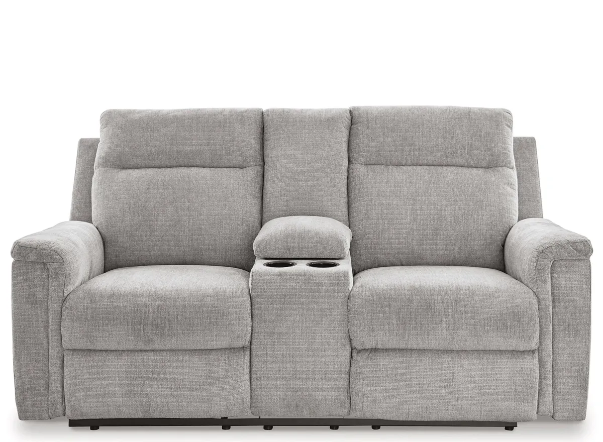 Barnsana Power Reclining Loveseat with Console in Ash by Ashley Furniture