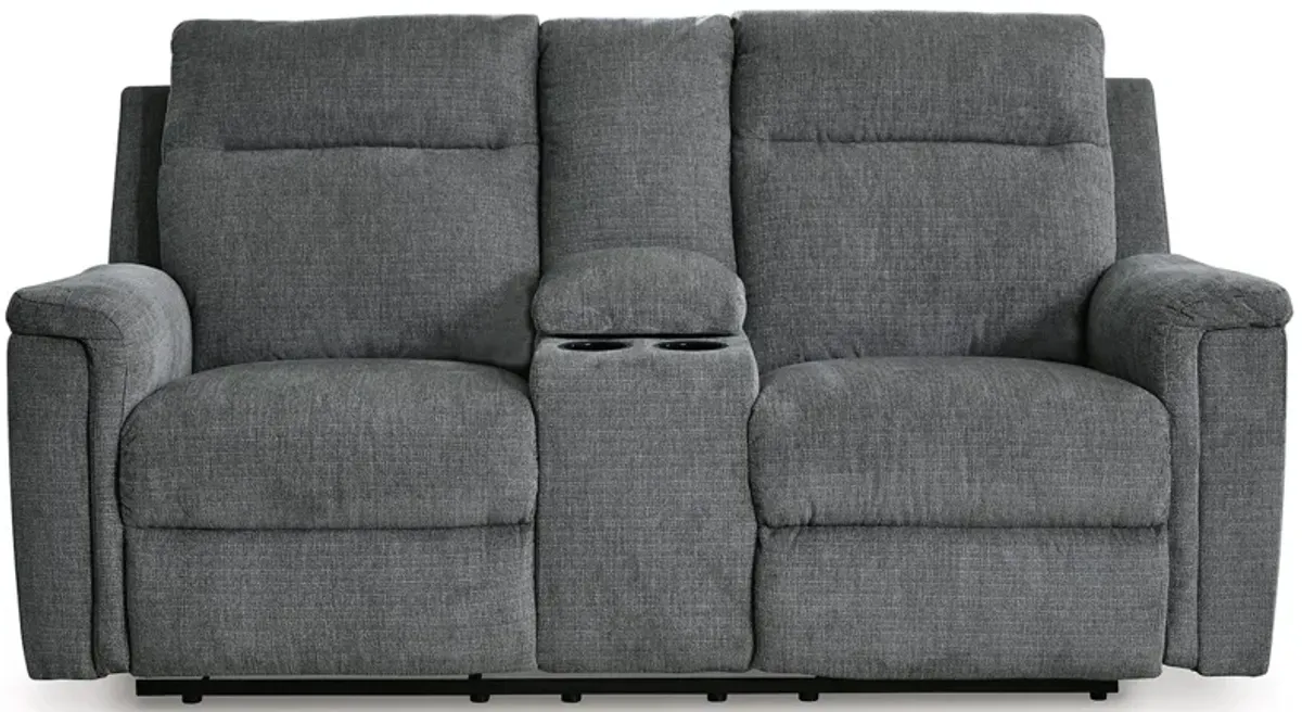 Barnsana Power Reclining Loveseat with Console in Gravel by Ashley Furniture