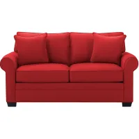 Glendora Apartment Sofa in Suede So Soft Cardinal by H.M. Richards