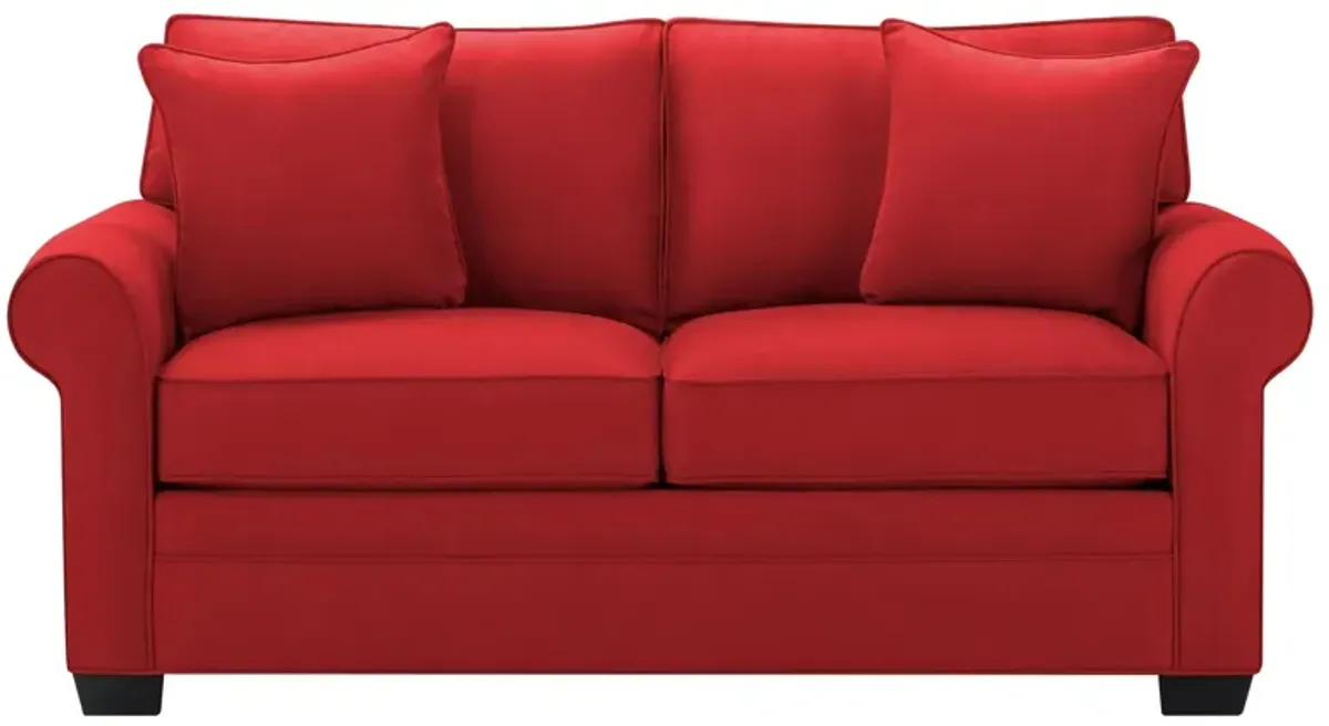 Glendora Apartment Sofa in Suede So Soft Cardinal by H.M. Richards