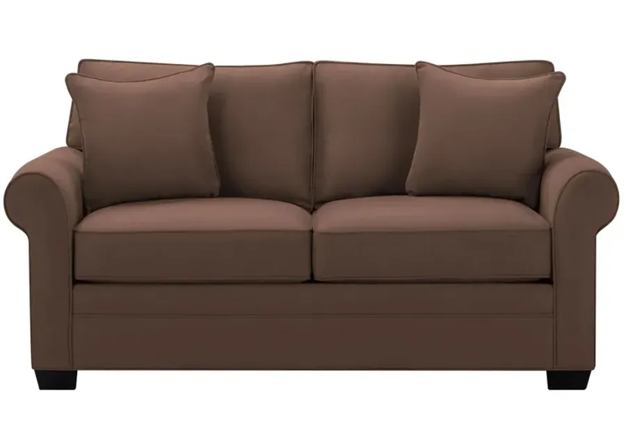 Glendora Apartment Sofa in Suede So Soft Chocolate by H.M. Richards