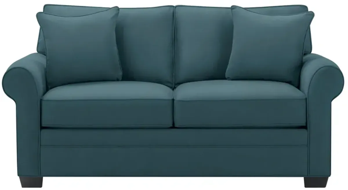 Glendora Apartment Sofa in Suede So Soft Lagoon by H.M. Richards