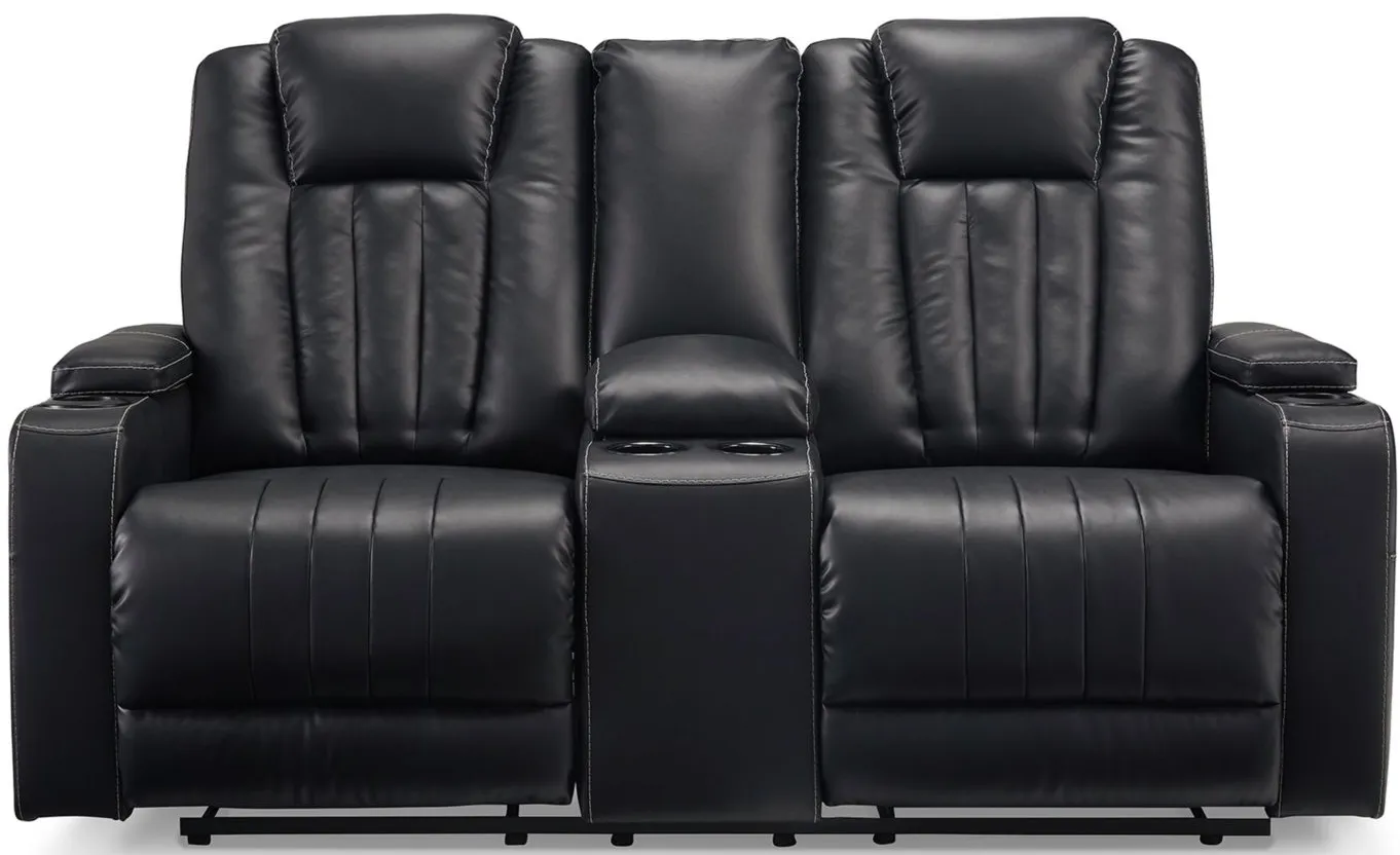 Center Point Reclining Loveseat in Black by Ashley Furniture