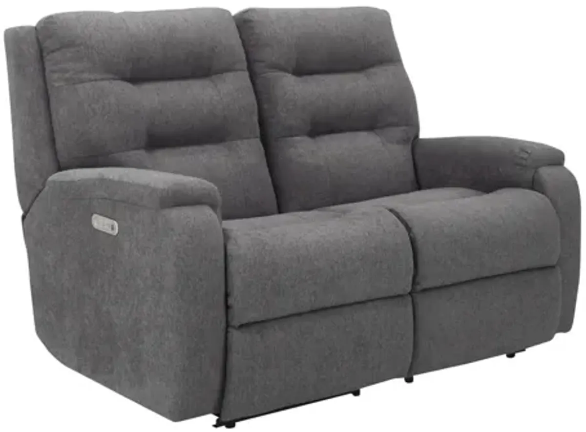 Halenbeck Triple Power Loveseat in Dark Gray by Flexsteel