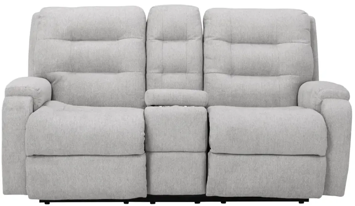 Halenbeck Power Reclining Loveseat w/ Console in Silver by Flexsteel