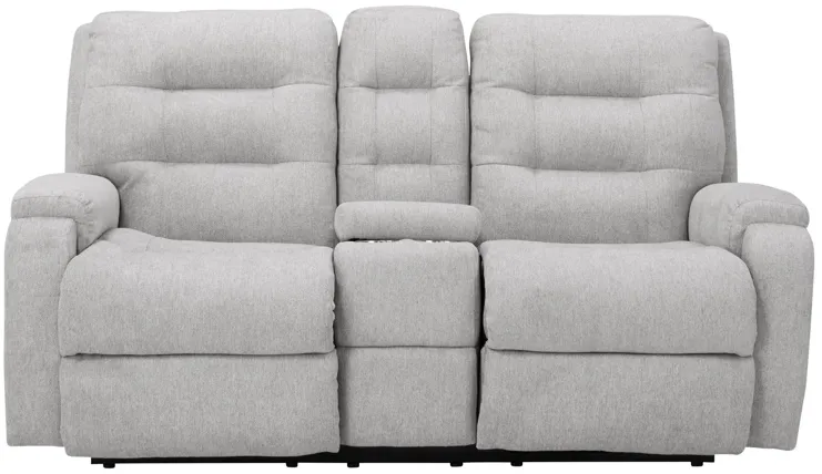 Halenbeck Power Reclining Loveseat w/ Console & Headrests in Silver by Flexsteel