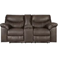 Boxberg Reclining Console Loveseat in Teak by Ashley Furniture