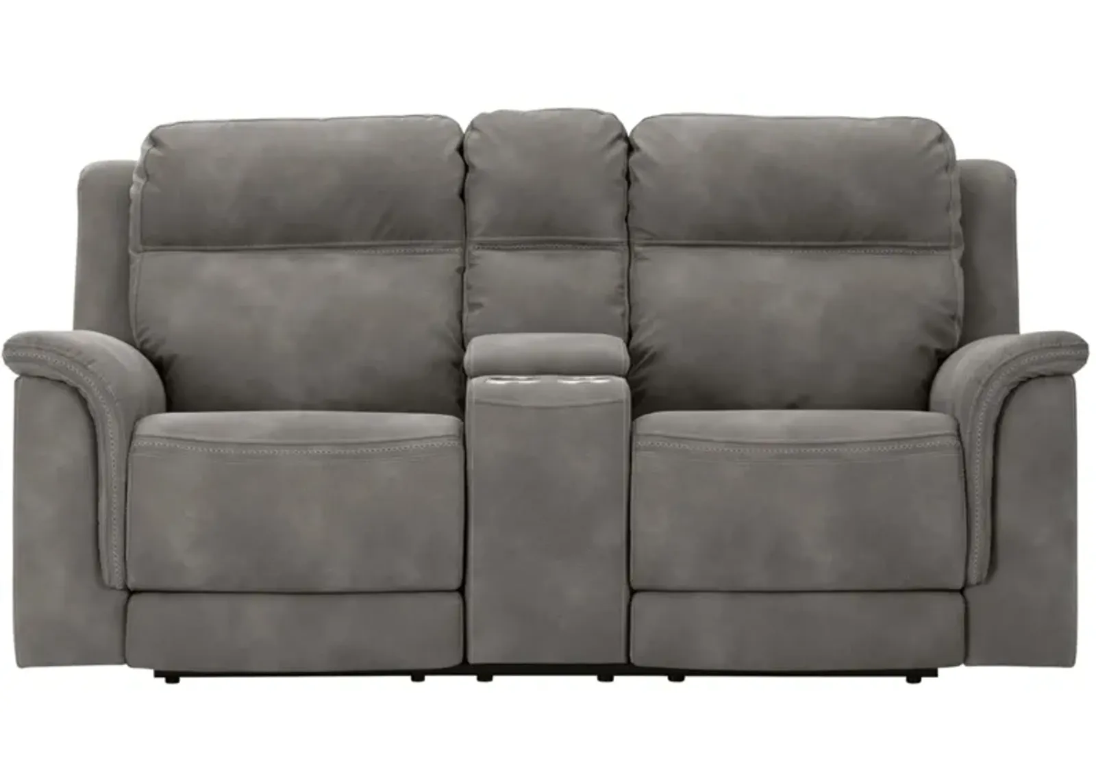 Durapella Power Reclining Console Loveseat in Slate by Ashley Furniture