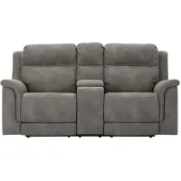Durapella Power Reclining Console Loveseat in Slate by Ashley Furniture
