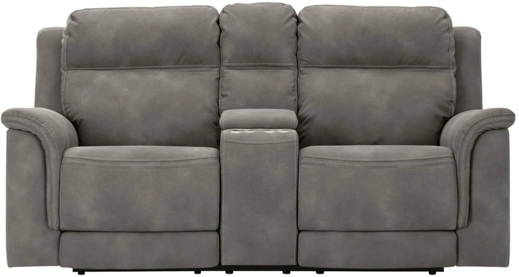Durapella Power Reclining Console Loveseat in Slate by Ashley Furniture
