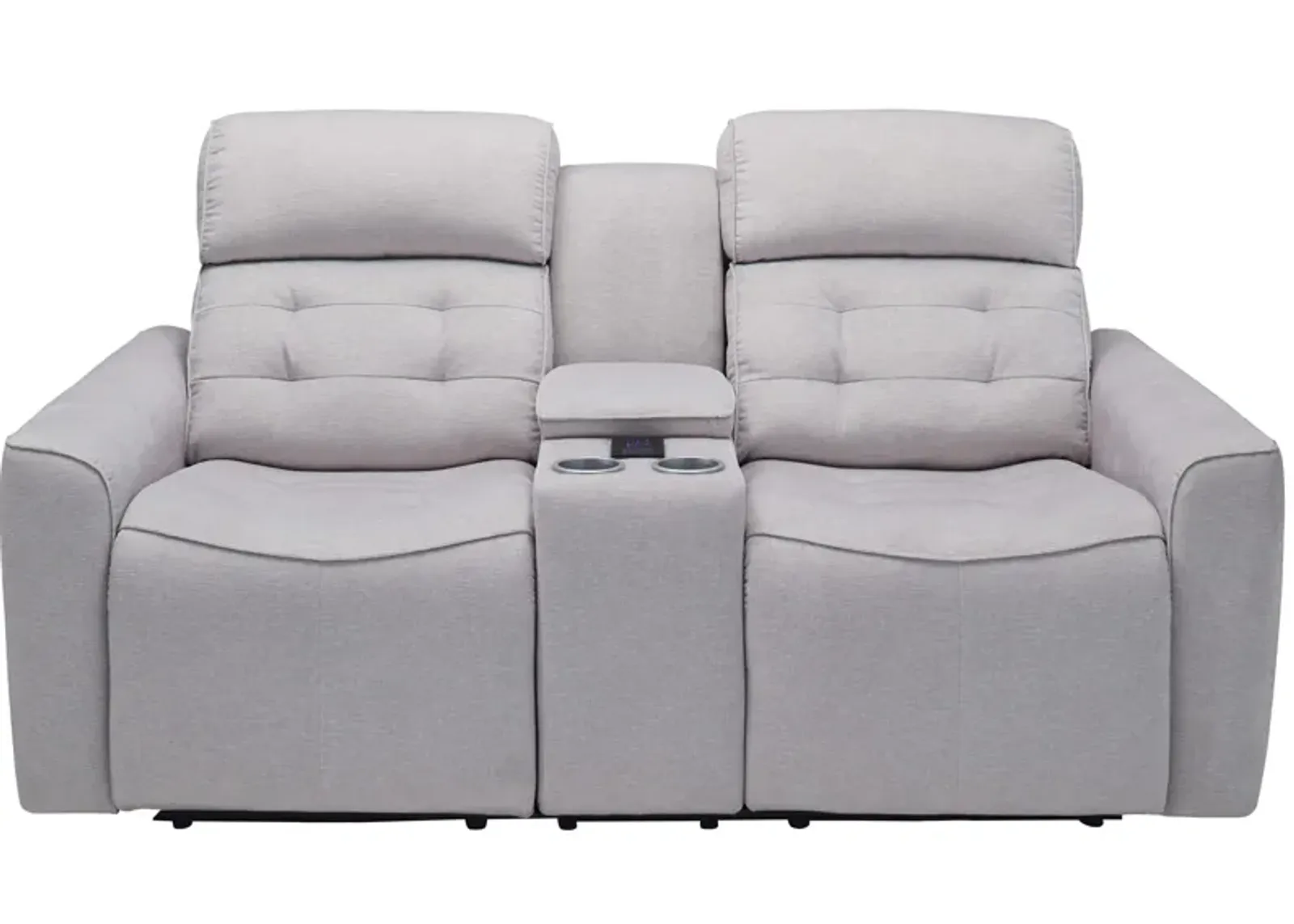 Hanlin Power Console Loveseat w/ Power Headrest, Lumbar, Heat and Massage in Ashton Mushroom by Bellanest