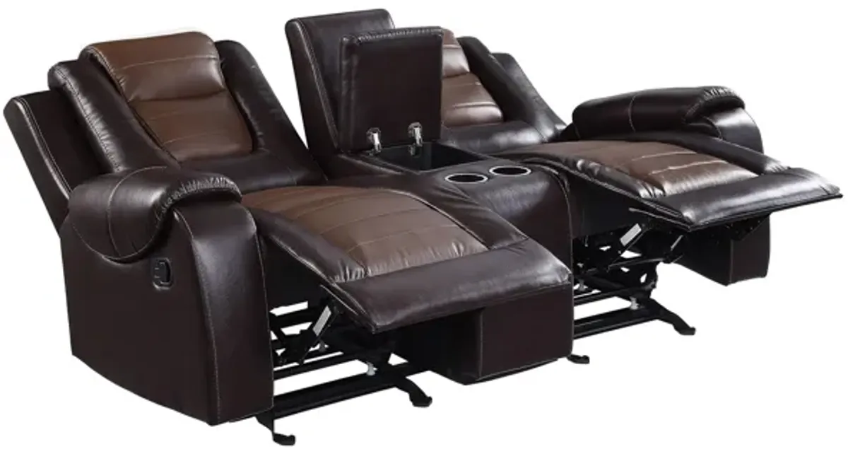 Ashcroft Double Glider Reclining Loveseat W/Center Console