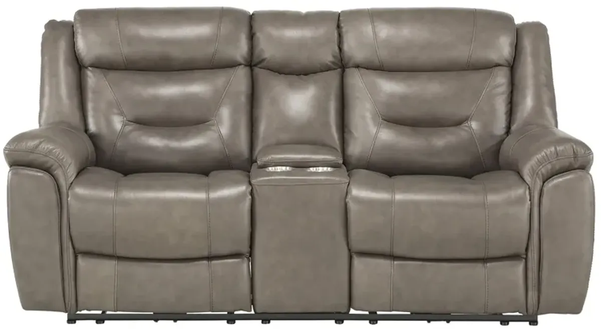 Northside Leather Power Reclining Console Loveseat in Brownish Gray by Homelegance