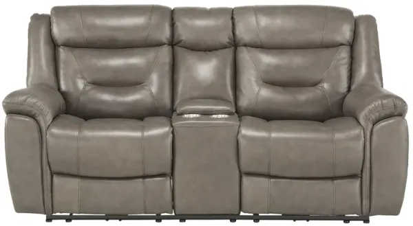 Northside Leather Power Reclining Console Loveseat
